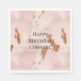Guardanapo De Papel Western Blush Pink Cream Faux Cowhide Aniversário