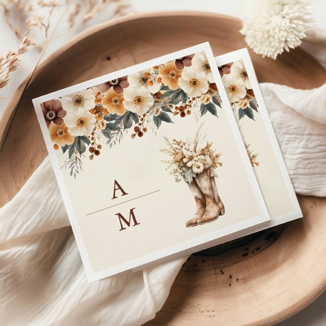 Guardanapo De Papel Western Boots Floral Terracotta Wedding (Criador carregado)