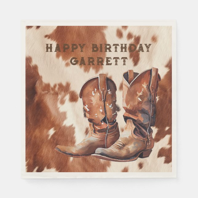 Guardanapo De Papel Western Brown Cream Cowboy Boots (Frente)