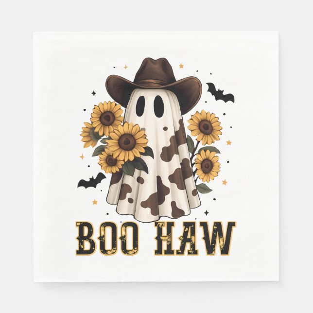 Guardanapo De Papel Western Cow Spooky Ghost Boo Haw (Frente)