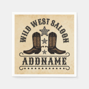 Guardanapo De Papel Western Cowboy Boots ADD NAME Xerife Spurs Saloon