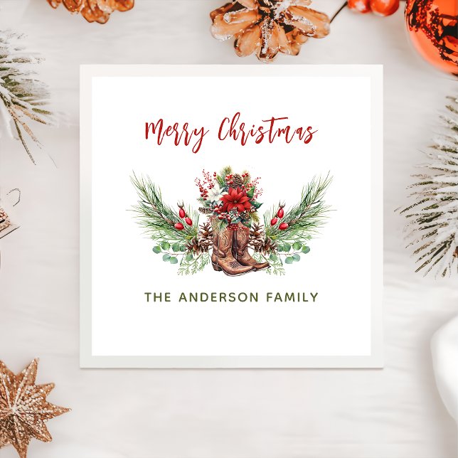 Guardanapo De Papel Western Cowboy Boots Feliz Natal Napkins (Criador carregado)