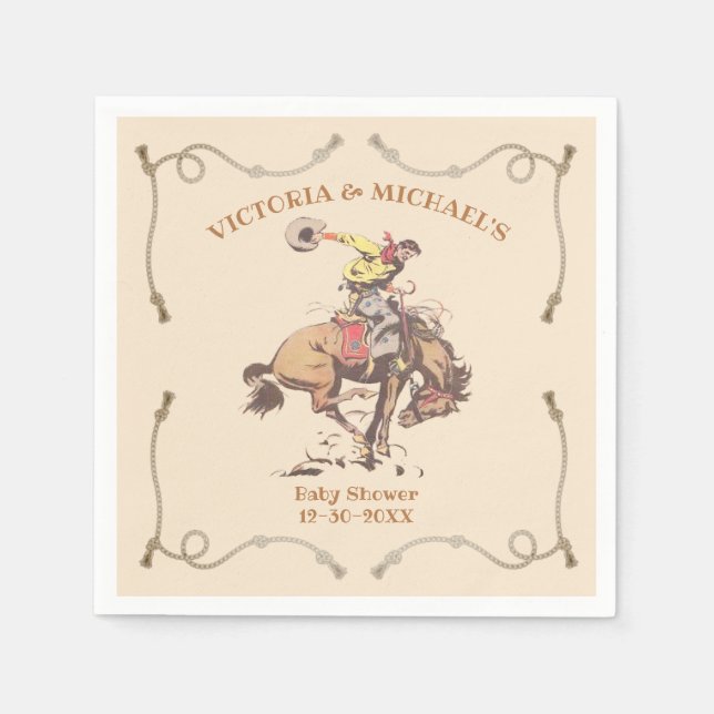 Guardanapo De Papel Western Cowboy Bucking Bronco (Frente)