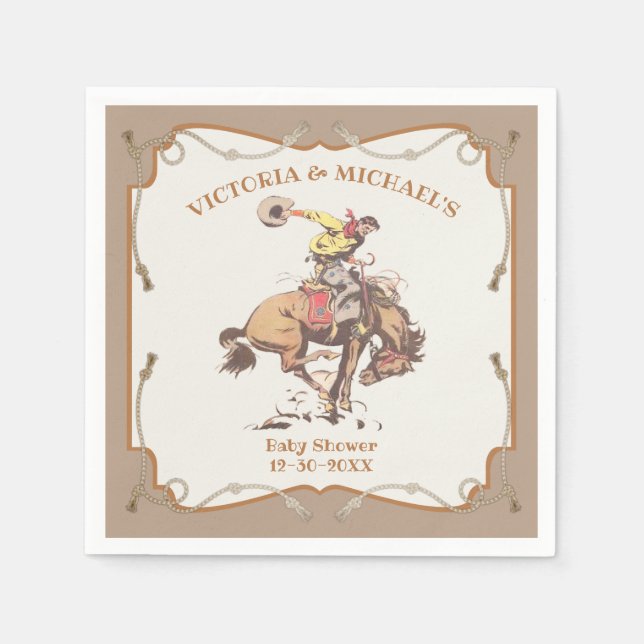 Guardanapo De Papel Western Cowboy Bucking Bronco 2 (Frente)