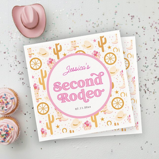 Guardanapo De Papel Western Cowgirl 2nd Rodeo Birthday Party (Criador carregado)