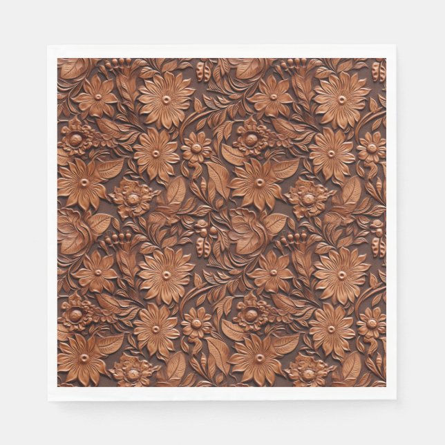 Guardanapo De Papel Western Cowgirl Brown Floral (Frente)