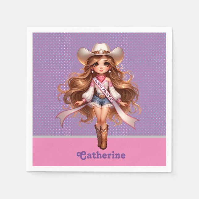 Guardanapo De Papel Western Cowgirl Rodeo Princess 1 Personalizada (Frente)