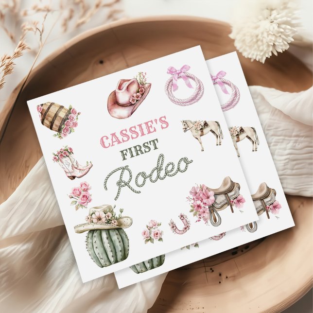 Guardanapo De Papel Western First Rodeo Cowgirl Birthday Napkins (Criador carregado)