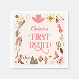 Guardanapo De Papel Western First Rodeo Wildwest Cowgirl Pink Aniversá