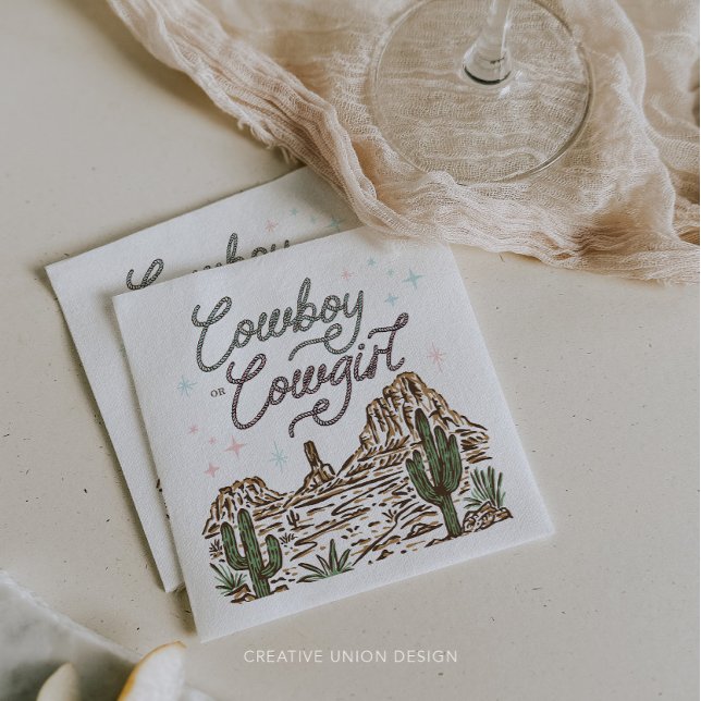 Guardanapo De Papel Western Gender Revement Chá Cowboy ou Cowgirl (Criador carregado)