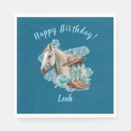 Guardanapo De Papel Western Horse Floral Equestrian- Navy Napkins