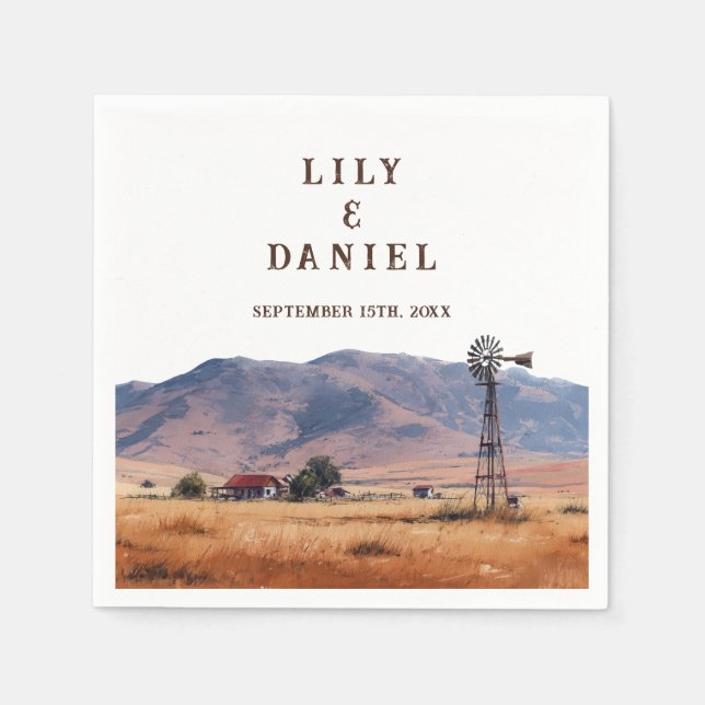 Guardanapo De Papel Western Mountain Ranch Wedding (Frente)