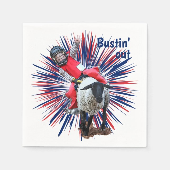 Guardanapo De Papel Western Rodeo Cowboy Cowboy Mutton Busting (Frente)