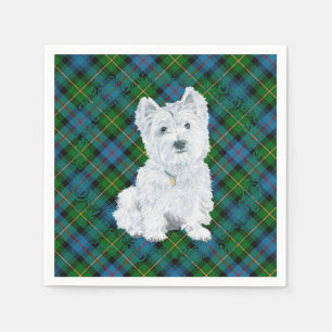 Guardanapo De Papel Westie em Tartan