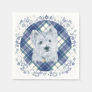 Guardanapo De Papel Westie no Tartan