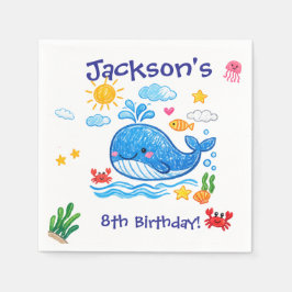 Guardanapo De Papel Whale Theme Summer Kids Birthday Party