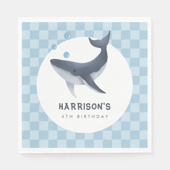 Guardanapo De Papel Whale Under The Sea Ocean Thank You Favor (Frente)