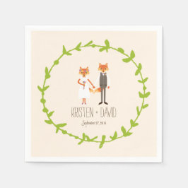Guardanapo De Papel Whimesland Foxes Woodland Casamento de marfim