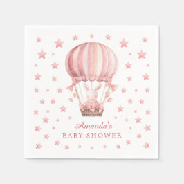 Guardanapo De Papel Whimsical Bunny Balloon Pink Stars Baby Shower