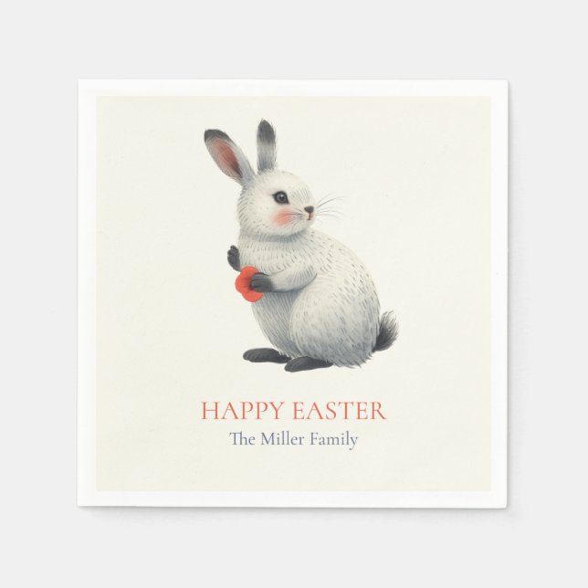 Guardanapo De Papel Whimsical Bunny Meadow Easter Brunch Cloth Nap (Frente)