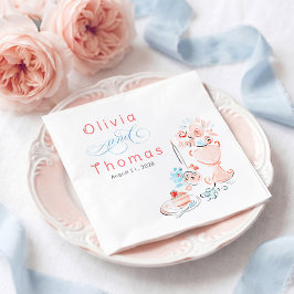 Guardanapo De Papel Whimsical Chic Elegant Hand Drawn Wedding