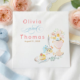 Guardanapo De Papel Whimsical Chic Elegant Hand Drawn Wedding