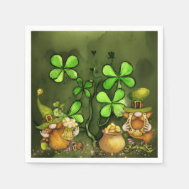 Guardanapo De Papel Whimsical Clovers e Irish Leprechaun Gnomos