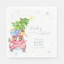 Guardanapo De Papel Whimsical Cold Outside Reindeer Bear Baby Shower 