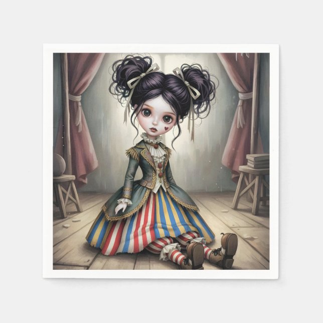 Guardanapo De Papel Whimsical Dark Circus Doll (Frente)