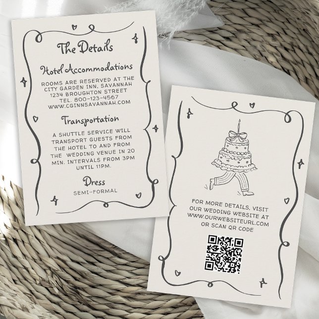 Guardanapo De Papel Whimsical Doodles Hand Drawn Wavy Frame Wedding (Criador carregado)