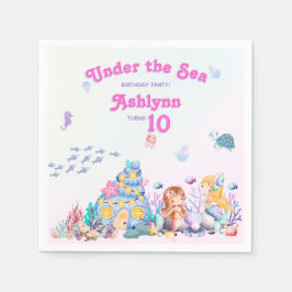 Guardanapo De Papel Whimsical Elegant Sweet Under the Sea Mermaid