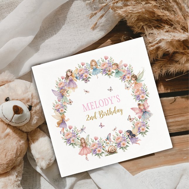 Guardanapo De Papel Whimsical flower fairy garden 2nd birthday  (Criador carregado)