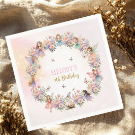 Guardanapo De Papel Whimsical flower fairy garden 5th birthday 