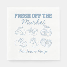 Guardanapo De Papel Whimsical Fresco Do Mercado Chá de panela Azul