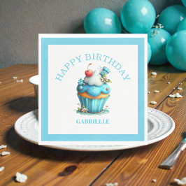 Guardanapo De Papel Whimsical Fun Teal Birthday 