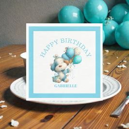 Guardanapo De Papel Whimsical Fun Teal Birthday 
