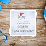 Guardanapo De Papel Whimsical Funny Summer Family Beach Pool Rules<br><div class="desc">Ready for some beach ball fun. this editable personalized napkin is sure to be the talk of your next pool party. With a bouncing beach ball and fun editable pool rules. Fun typography design. and a cool blue color scheme. This design features a modern simple minimalist pool, watercolor beach ball...</div>