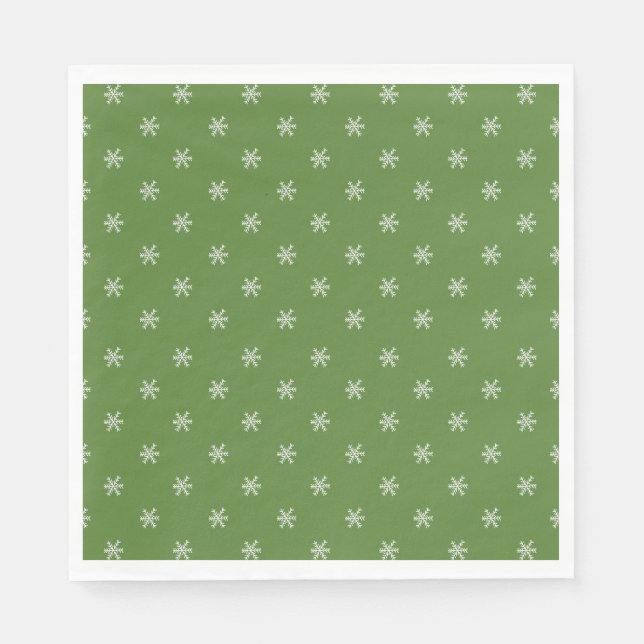Guardanapo De Papel Whimsical Hand Drawn Doodle Snowflake Green (Frente)