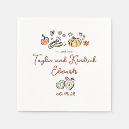 Guardanapo De Papel Whimsical Hand Drawn Fall Love Wedding Napkins
