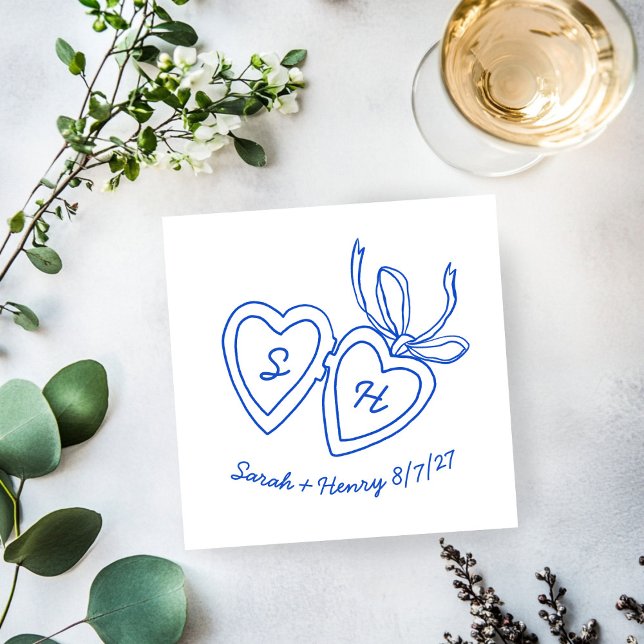 Guardanapo De Papel Whimsical Heart Locket Doodle Sketch Modern CUSTOM (Whimsical Heart Locket Doodle Sketch Modern CUSTOM Napkins
)