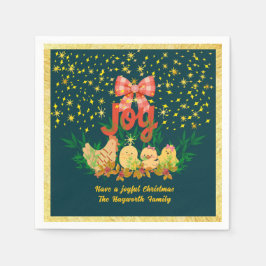 Guardanapo De Papel Whimsical hen and chick Christmas Paper Napkin