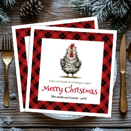 Guardanapo De Papel Whimsical holiday chickens napkins name editable