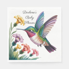 Guardanapo De Papel Whimsical Hummingbird Floral Baby Shower