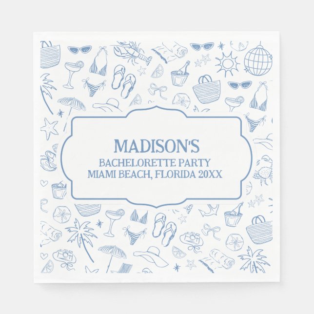 Guardanapo De Papel Whimsical Last Toast On The Coast Blue (Frente)