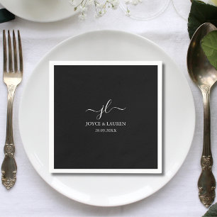 Guardanapo De Papel Whimsical Minimalist Script Black Wedktail