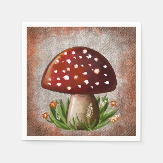 Guardanapo De Papel Whimsical Mushroom & Fungi Motif – Nature-Inspired (Frente)