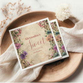 Guardanapo De Papel Whimsical Pastel Wildflower Sweet 16