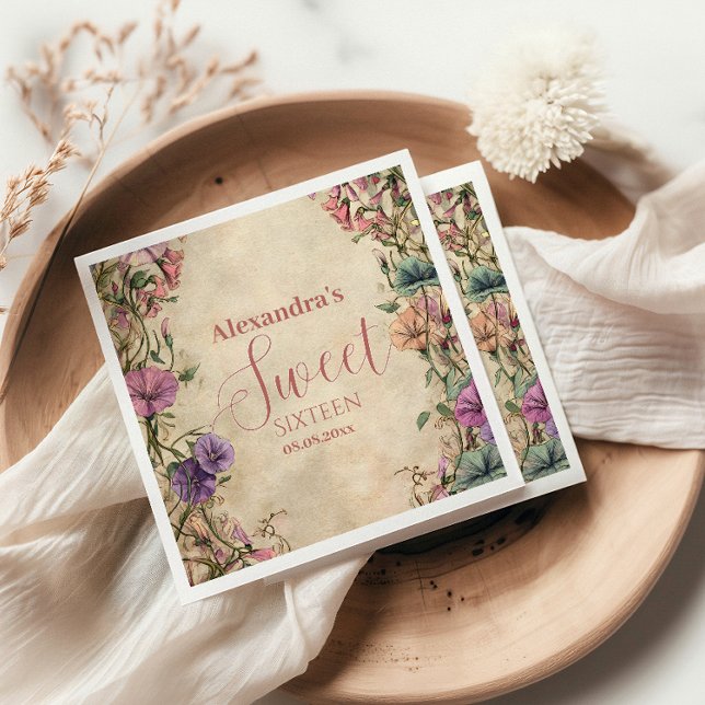 Guardanapo De Papel Whimsical Pastel Wildflower Sweet 16 (Criador carregado)