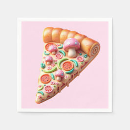 Guardanapo De Papel Whimsical Pink Mushroom Pizza Party