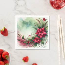 Guardanapo De Papel Whimsical Poinsettia Christmas Garland Découpage